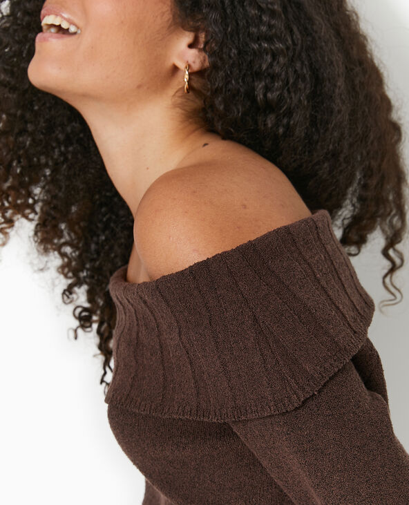 Pull encolure Bardot marron - Pimkie