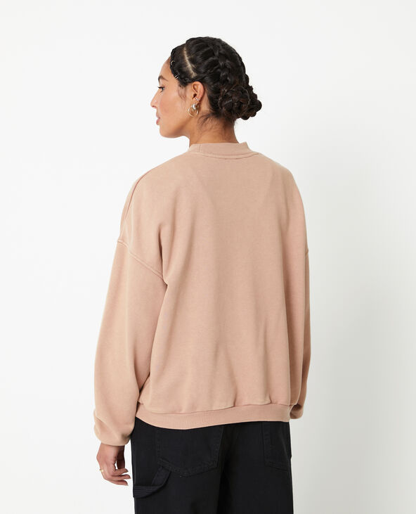 Sweat col rond avec effet délavé taupe - Pimkie
