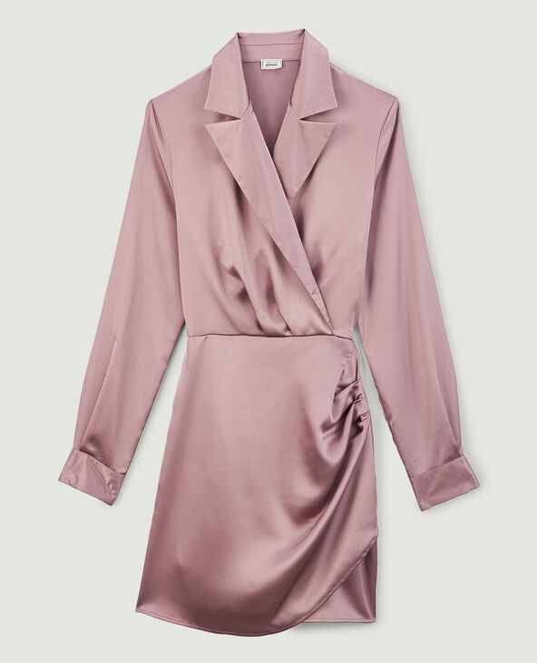 Robe courte cache-cœur en satin rose - Pimkie