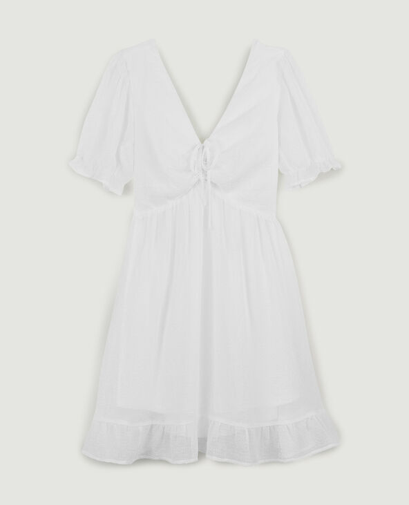 Robe fluide avec volants blanc - Pimkie