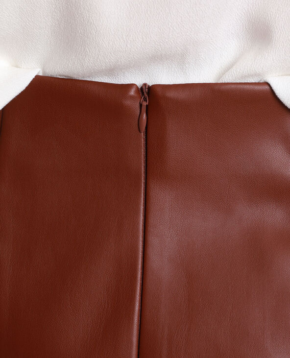 Jupe midi en simili cuir marron - Pimkie