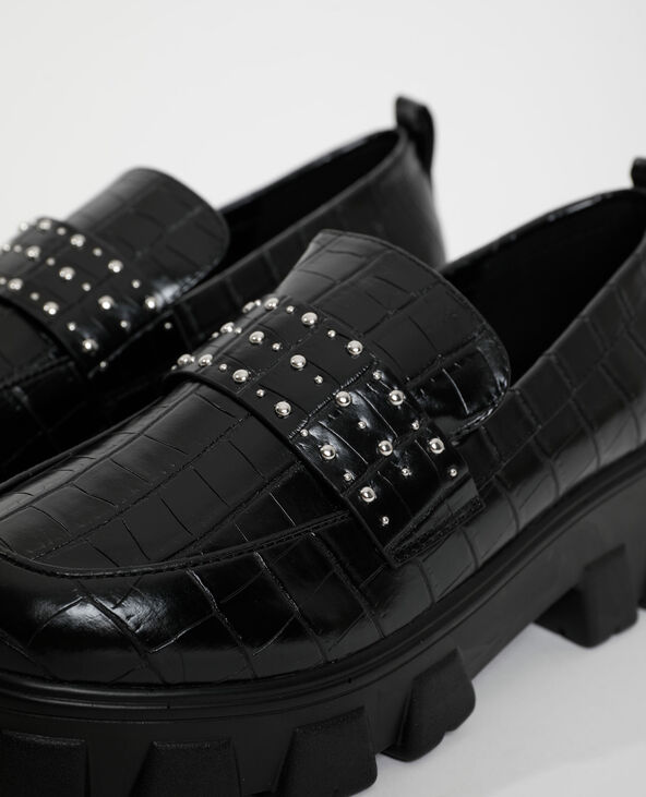 Mocassins croco à clous noir - Pimkie
