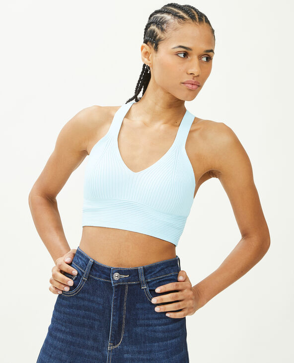 Brassière maille côtelée bleu clair - Pimkie