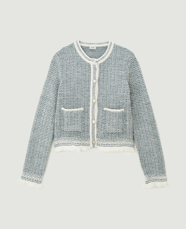 Gilet col rond avec boutons métalliques gris - Pimkie