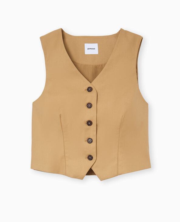 Gilet de barman boutonné camel - Pimkie