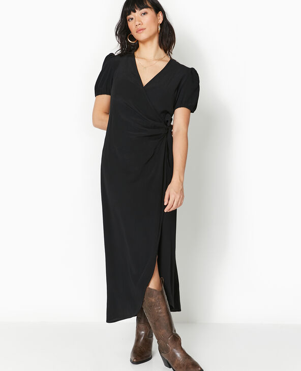 Robe portefeuille longue noire online