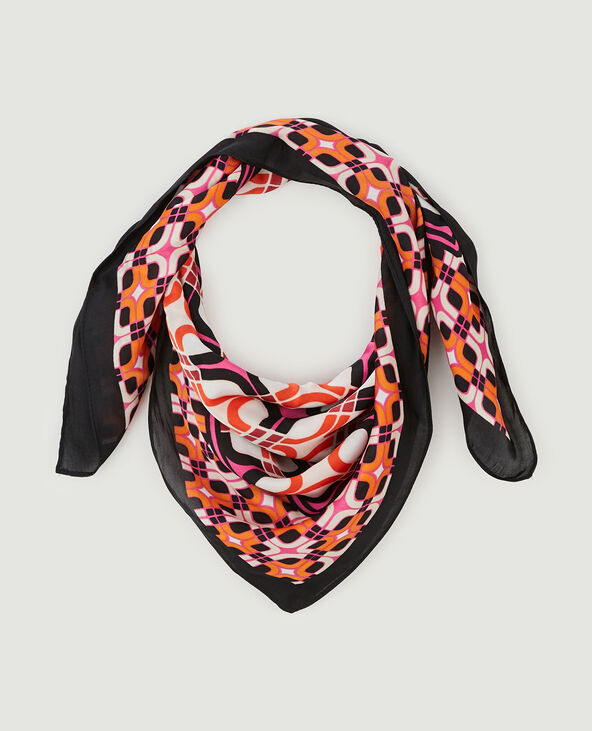 Foulard carré en tissu satiné noir - Pimkie