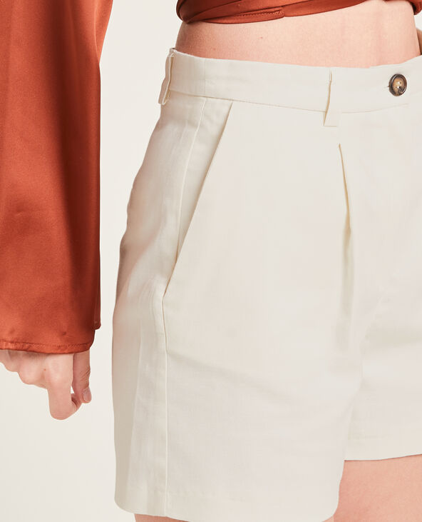 Short en toile taille haute blanc - Pimkie