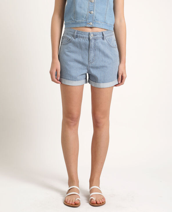 Short en jean rayé bleu foncé - Pimkie