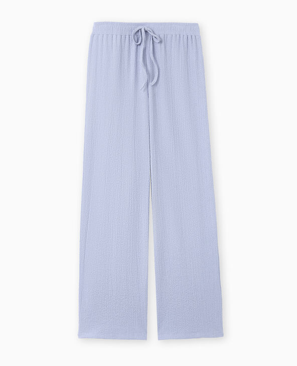 Pantalon large en tissu reliefé bleu - Pimkie