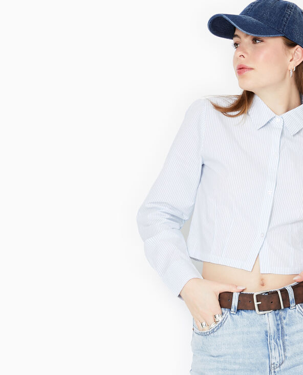 Chemise courte rayée manches longues  bleu - Pimkie