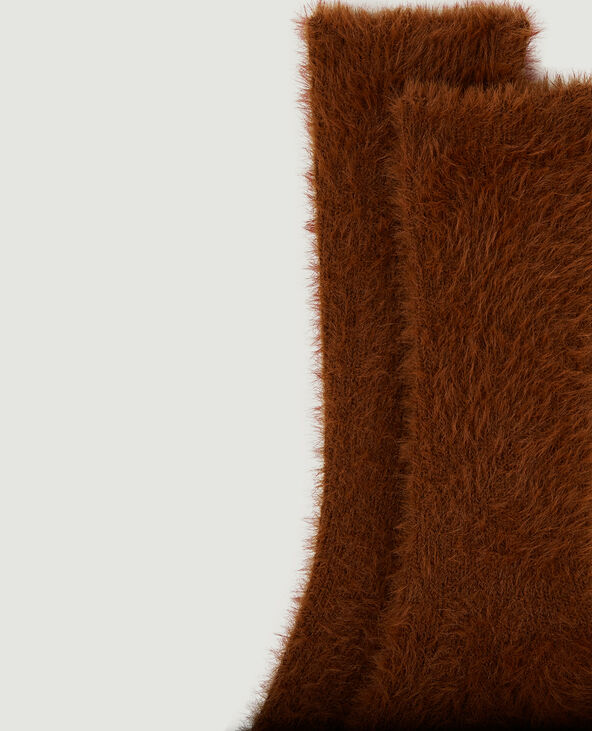 Paire de chaussettes en maille poilue et douce camel - Pimkie