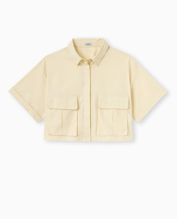 Chemise cropped avec poches plaquées beige - Pimkie