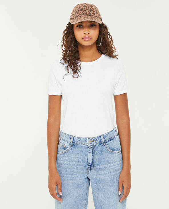 T-shirt col rond blanc - Pimkie