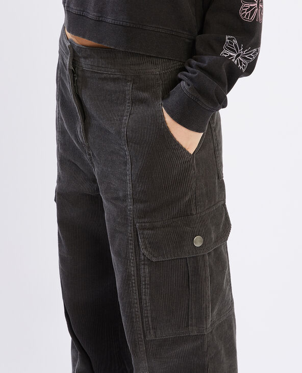 Pantalon battle en velours gris foncé - Pimkie