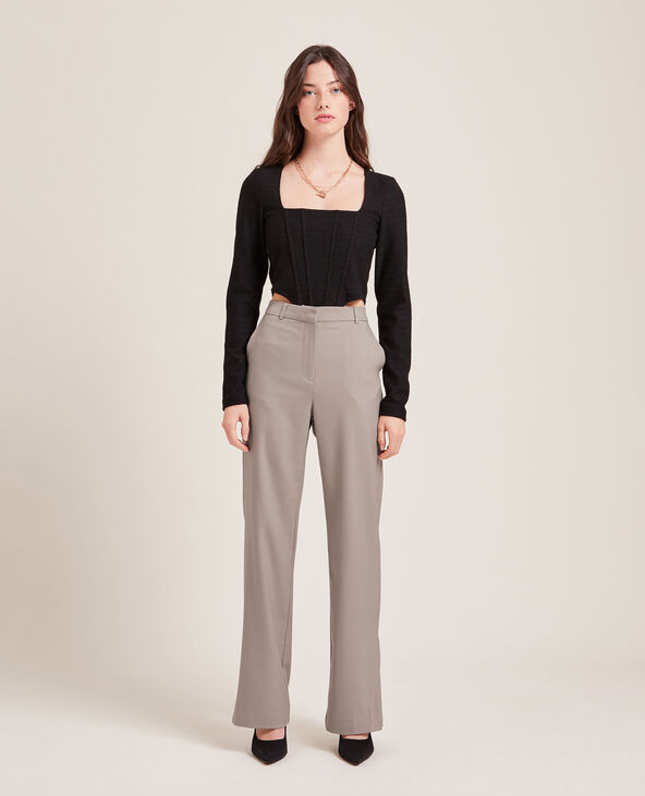Pantalon droit à fentes taupe - Pimkie