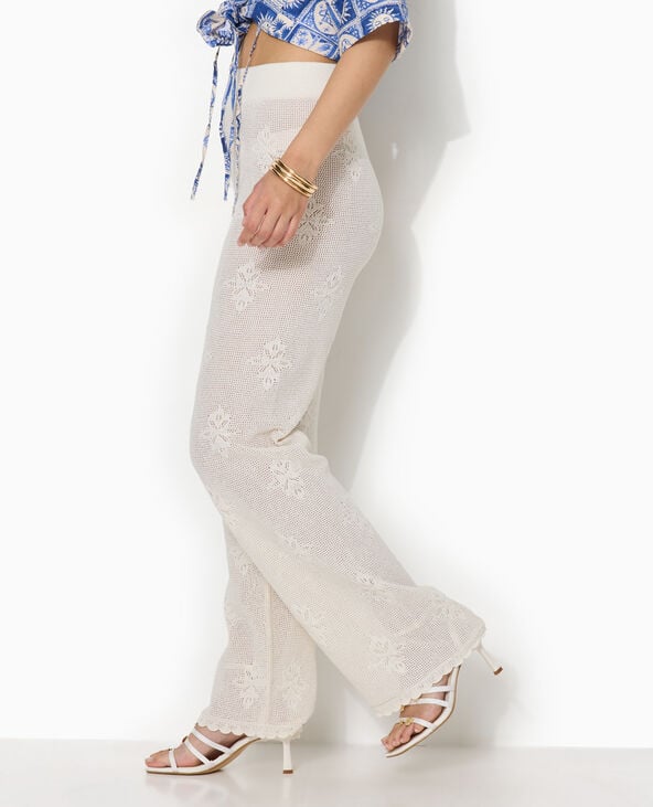 Pantalon droit en maille ajourée blanc - Pimkie