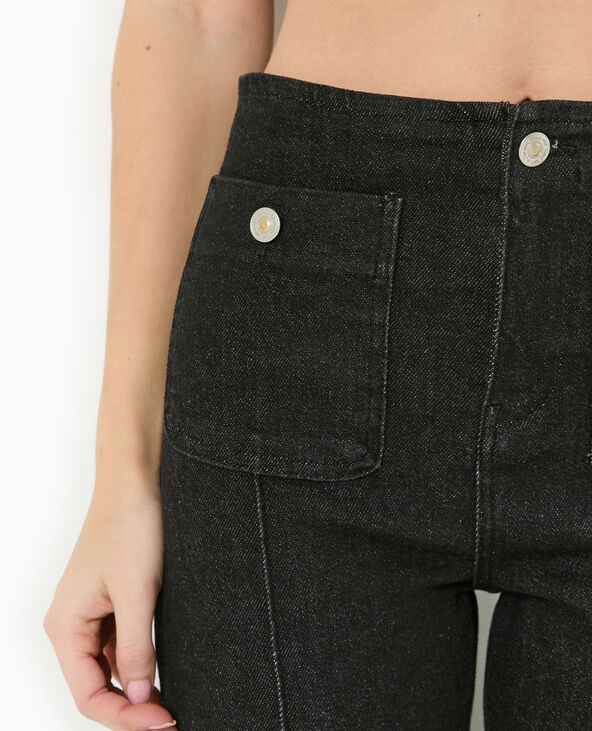 Jean flare taille haute avec poches plaquées noir - Pimkie