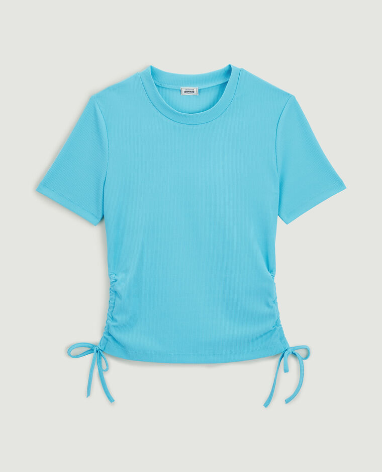 Top maille côtelée avec nœud bleu - Pimkie