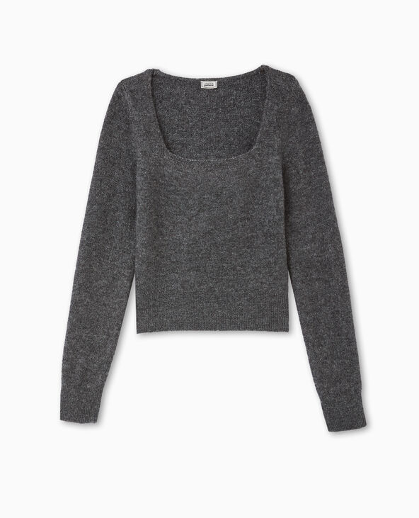 Pull en maille encolure carrée gris foncé - Pimkie