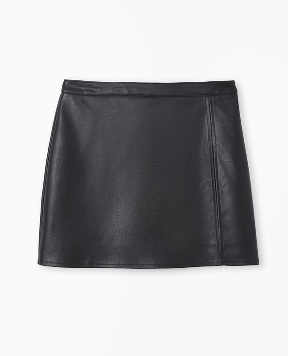 Jupe-short courte en simili cuir noir - Pimkie