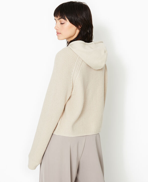 Pull court avec capuche beige - Pimkie