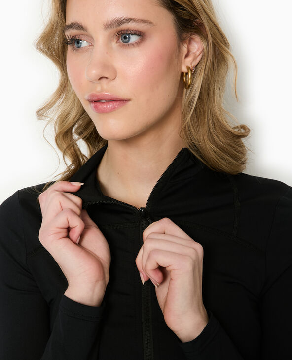 Gilet zippé en maille extensible et sculptante noir - Pimkie