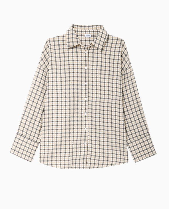 Chemise oversize à carreaux blanc - Pimkie