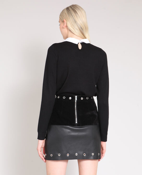 Pull à col claudine noir - Pimkie