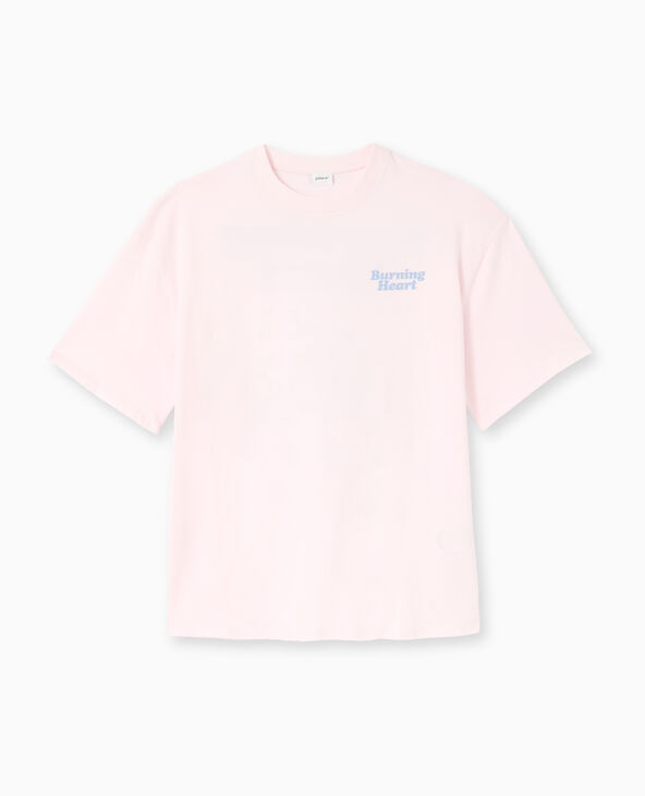 T-shirt oversize avec print poitrine et dos rose - Pimkie