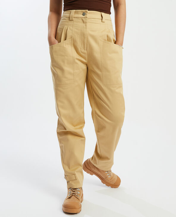 Pantalon cargo à pinces beige - Pimkie