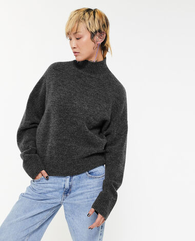 Pull oversize col montant gris foncé - Pimkie