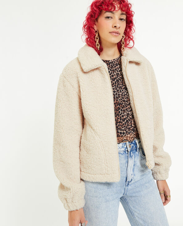 Veste zippée en sherpa sable - Pimkie