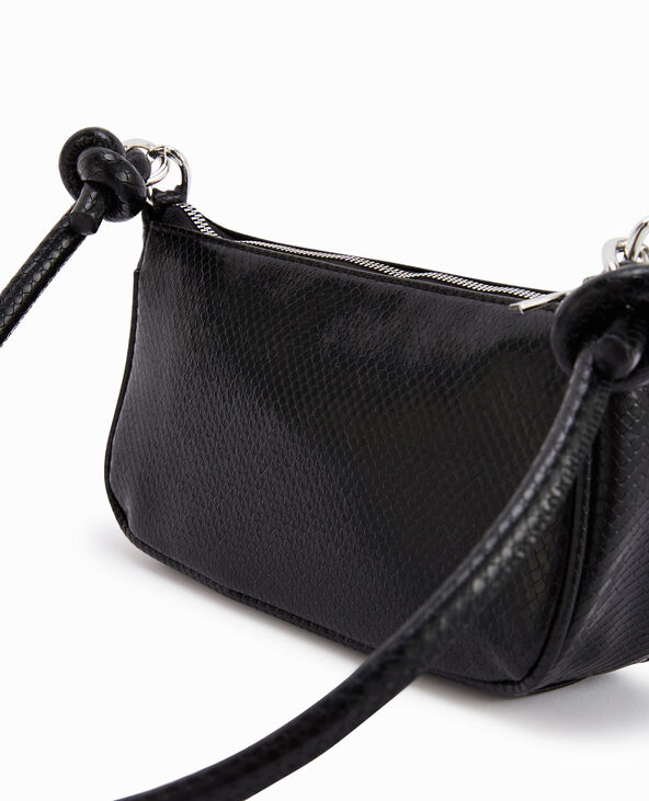 Sac baguette effet serpent noir - Pimkie