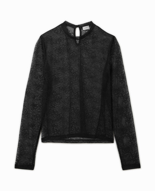 Top manches longues en dentelle noir - Pimkie