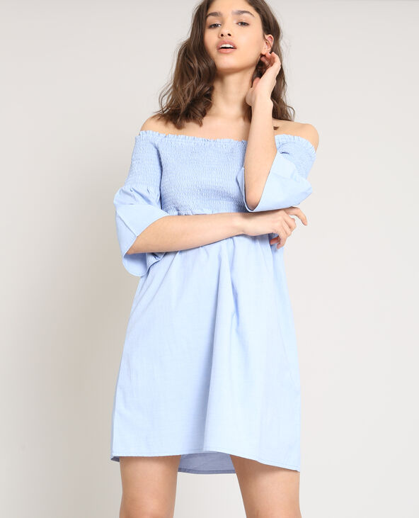 Robe à col bardot bleu clair - Pimkie
