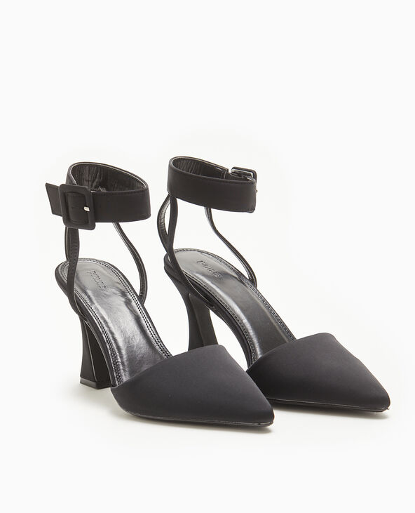 Sandales talon bobine avec bride tour de cheville noir - Pimkie