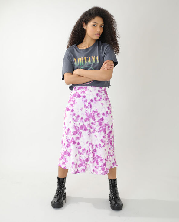Jupe longe en satin tie and dye écru - Pimkie