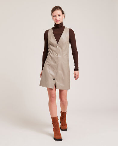 Robe courte en simili cuir beige - Pimkie