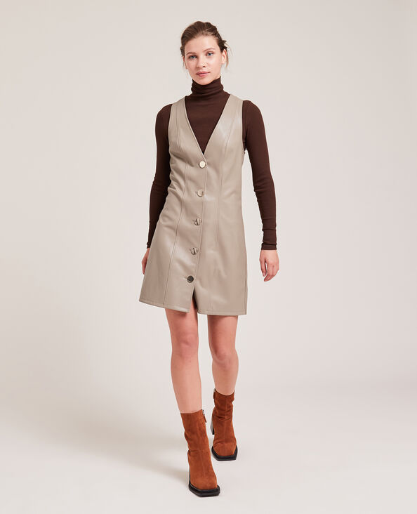 Robe courte en simili cuir beige - Pimkie