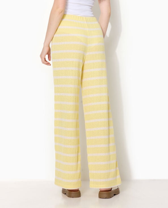 Pantalon droit en maille fantaisie rayée jaune - Pimkie