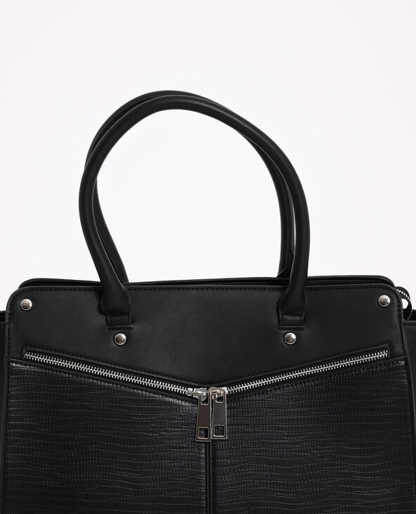 Sac cabas en faux cuir noir - Pimkie