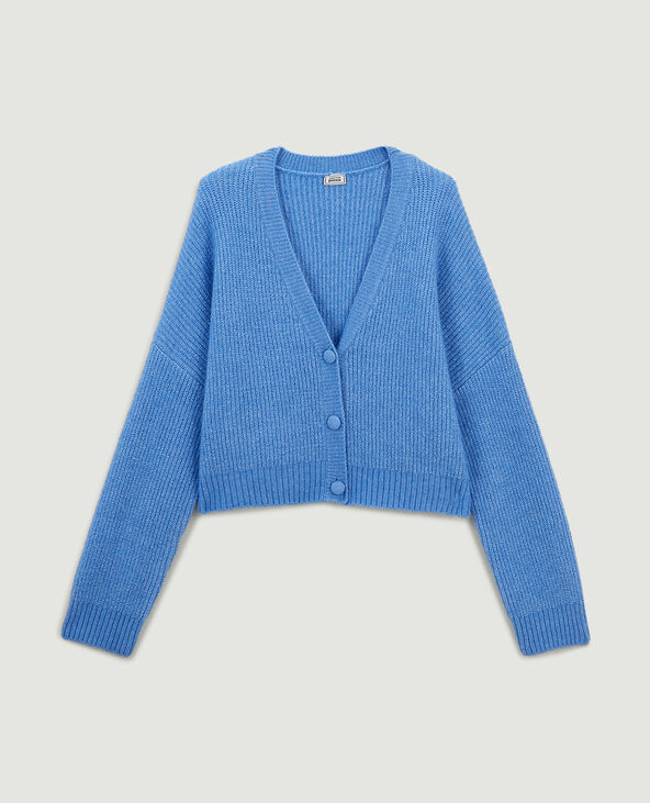 Gilet court en maille bleu - Pimkie