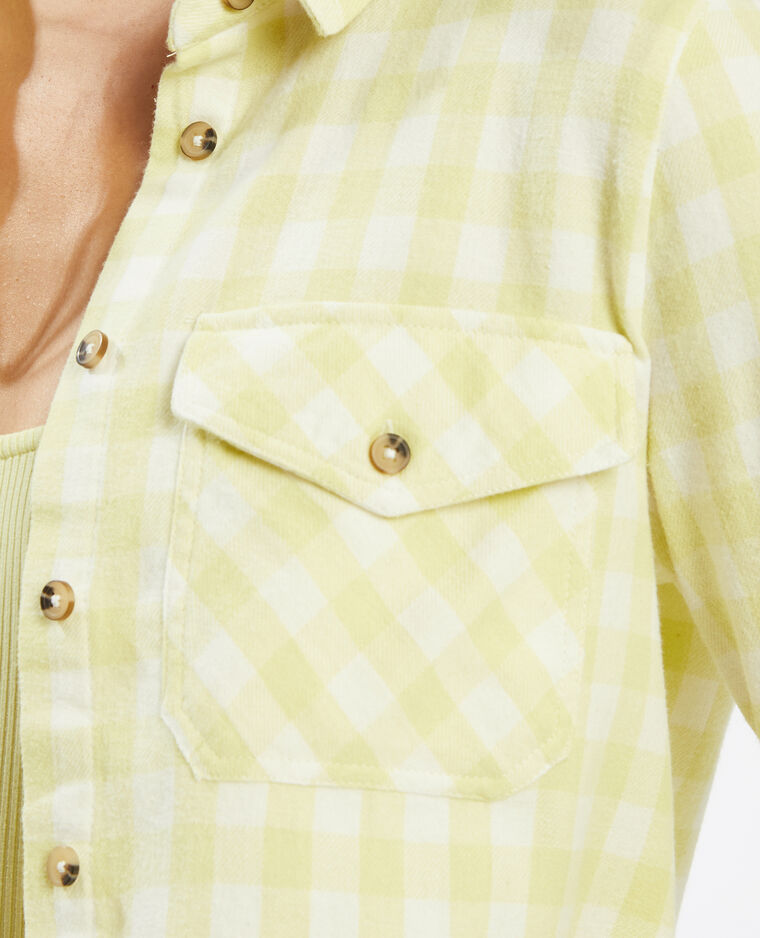 Chemise cropped à carreaux vert - Pimkie