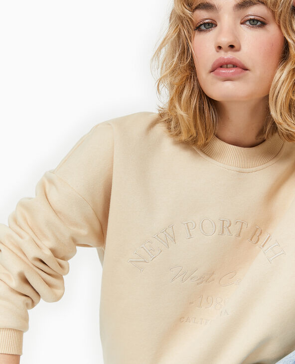 Sweat avec broderie beige - Pimkie