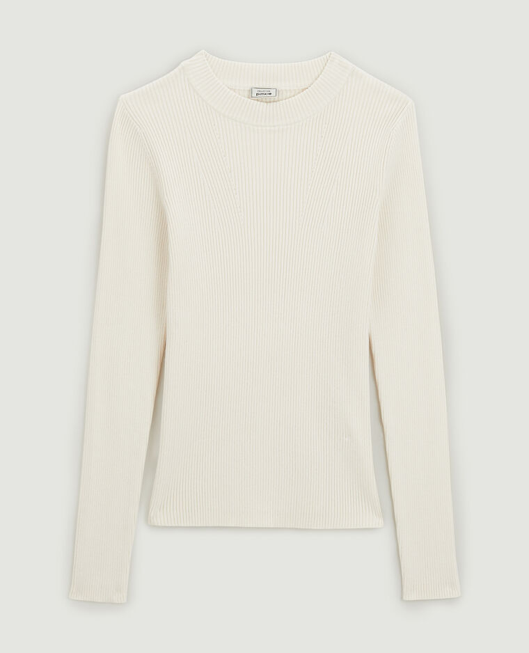 Pull col rond maille côtelée blanc - Pimkie