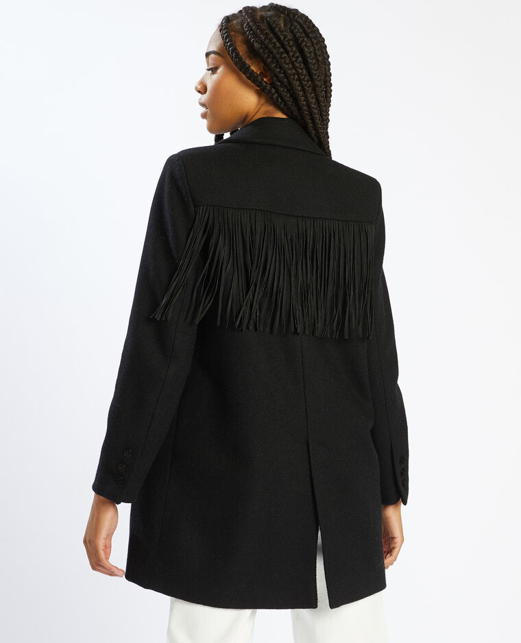 Manteau à franges noir - Pimkie