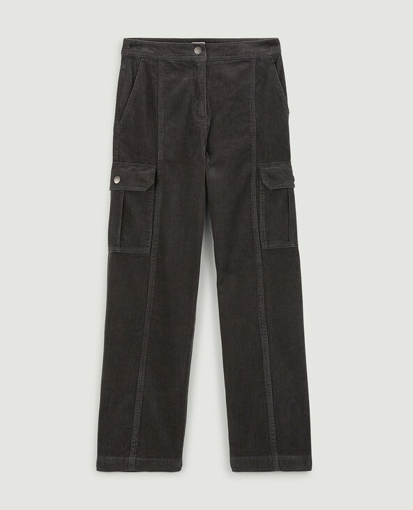 Pantalon battle en velours gris foncé - Pimkie