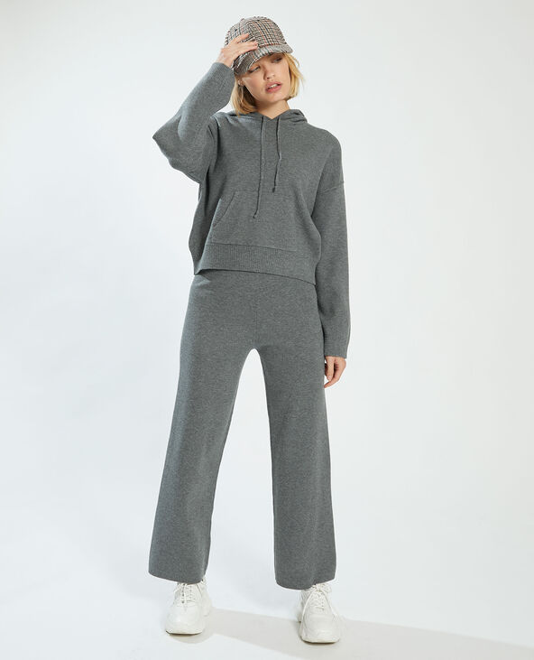 Pantalon wide leg gris chiné - Pimkie