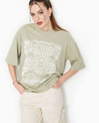 T-shirt oversize avec print vert - Pimkie